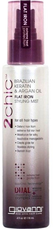 Preparat do stylizacji włosów - Giovanni 2chic Ultra-Sleek Flat Iron Styling Mist Brazilian Keratin & Argan Oil