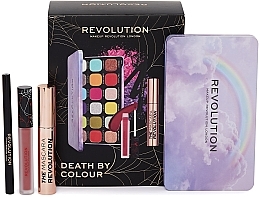Zestaw - Makeup Revolution Death By Colour Set (mascara/12ml + eye/shadow/18x1.1g + lipstick/2.2g + eye/liner/1ml) — Zdjęcie N3