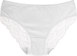 Kup Bawełniane damskie majtki bikini z koronką, białe - Moraj
