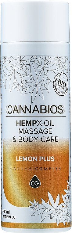Olejek do masażu i pielęgnacji ciała, cytrynowy - Cannabios Hempx-Oil Massage & Body Care Lemon Plus — Zdjęcie N1
