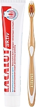 Kup Zestaw do mycia zębów, złota szczoteczka - Lacalut Aktiv (t/paste/75ml + t/brush)
