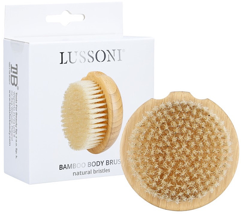 Bambusowa szczotka z włosiem dzika do masażu ciała - Lussoni Bamboo Natural Body Brush — Zdjęcie N1