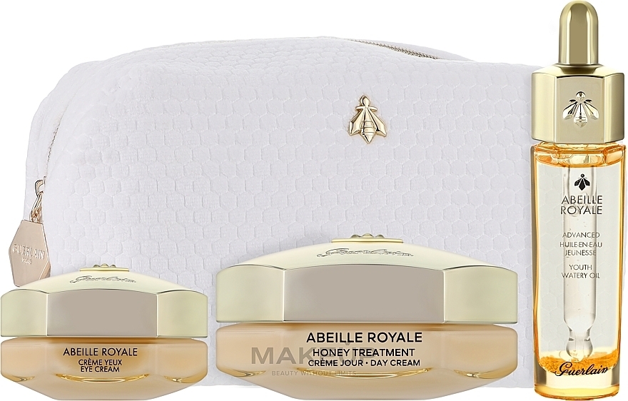 Zestaw - Guerlain Abeille Royale Day Cream Age-Defying Set (cr/50ml + eye/cr/15ml + oil/15ml + bag/1pc)  — Zdjęcie N2