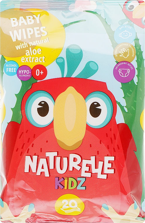 Chusteczki nawilżane dla niemowląt Aloe Vera, 20 szt. - Naturelle Kidz — Zdjęcie N1