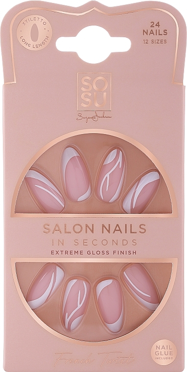 Zestaw sztucznych paznokci - Sosu by SJ Salon Nails In Seconds French Twist — Zdjęcie N1