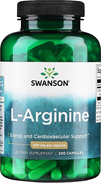 L-Arginina aminokwas, 500 mg - Swanson L-Arginine 500 mg — Zdjęcie N1