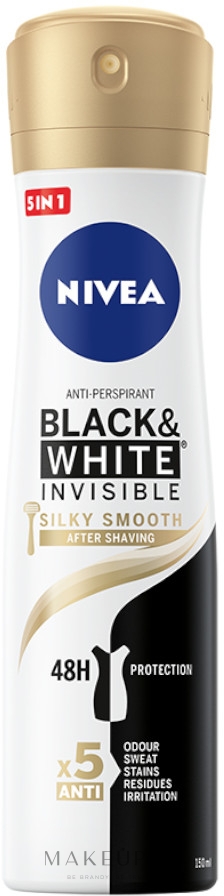 Antyperspirant w sprayu przeciw białym i żółtym plamom - Nivea Black & White Invisible Silky Smooth Antyperspirant Spray  — Zdjęcie 150 ml