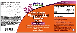Fosfatydyloseryna w żelowych kapsułkach - Now Foods Extra Strength Phosphatidyl Serine — Zdjęcie N3