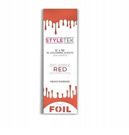 Folia fryzjerska, 5x16, czerwona, 200 sztuk - StyleTek — Zdjęcie N1