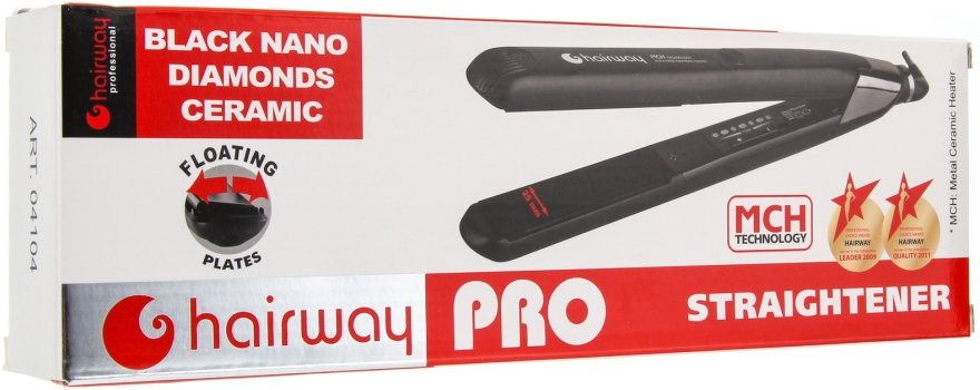 Diamentowo-ceramiczna prostownica do włosów - Hairway Black Nano Diamonds Ceramic MCH Technology — Zdjęcie N1