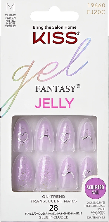 Zestaw sztucznych paznokci, rozmiar M, 28 szt. - Kiss Gel Fantasy Jelly — Zdjęcie N1