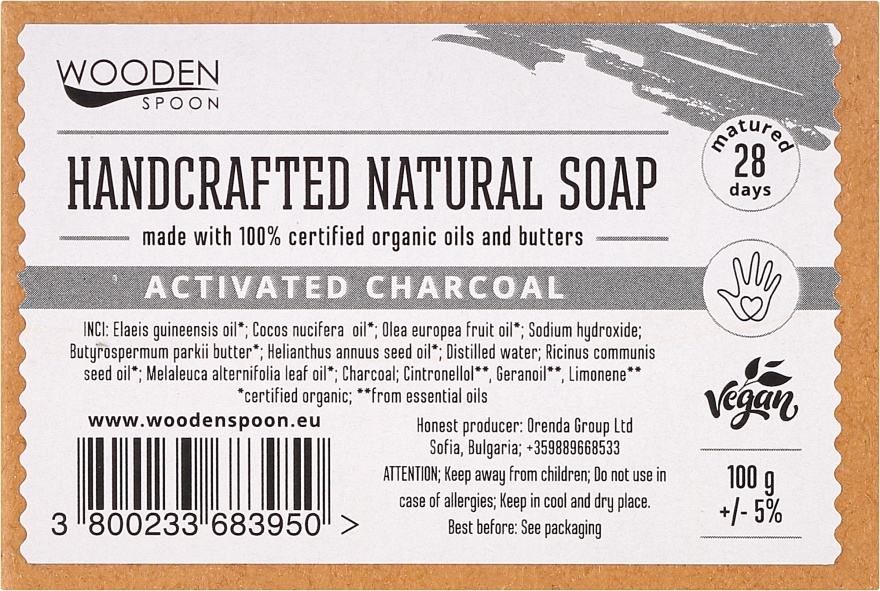 Mydło w kostce z węglem aktywnym - Wooden Spoon Bar Soap — Zdjęcie N3