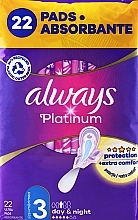 Podpaski higieniczne, rozmiar 3, 22 sztuk - Always Platinum Protection +Extra Comfort Day&Night  — Zdjęcie N1