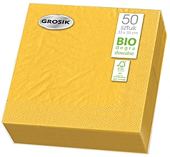 Kup Biodegradowalne serwetki papierowe, dwuwarstwowe, 33 x 33 cm, żółte, 50 szt. - Grosik