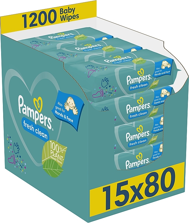 Nawilżane chusteczki dla niemowląt, 15x80 szt. - Pampers Fresh Clean — Zdjęcie N1