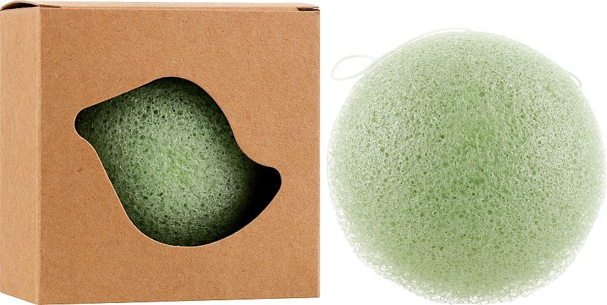 Gąbka do mycia konjac, mini, zielona herbata - Cosmo Shop Konjac Sponge Mini Craft Box — Zdjęcie N2