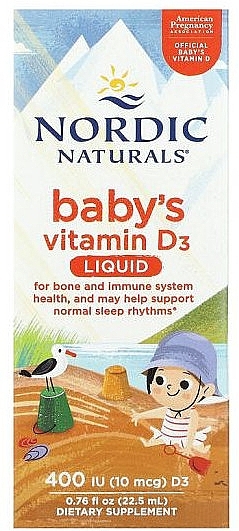 Witamina D3 w płynie dla dzieci, 400 UI - Nordic Naturals Baby's Vitamin D3 Liquid 400 IU  — Zdjęcie N2