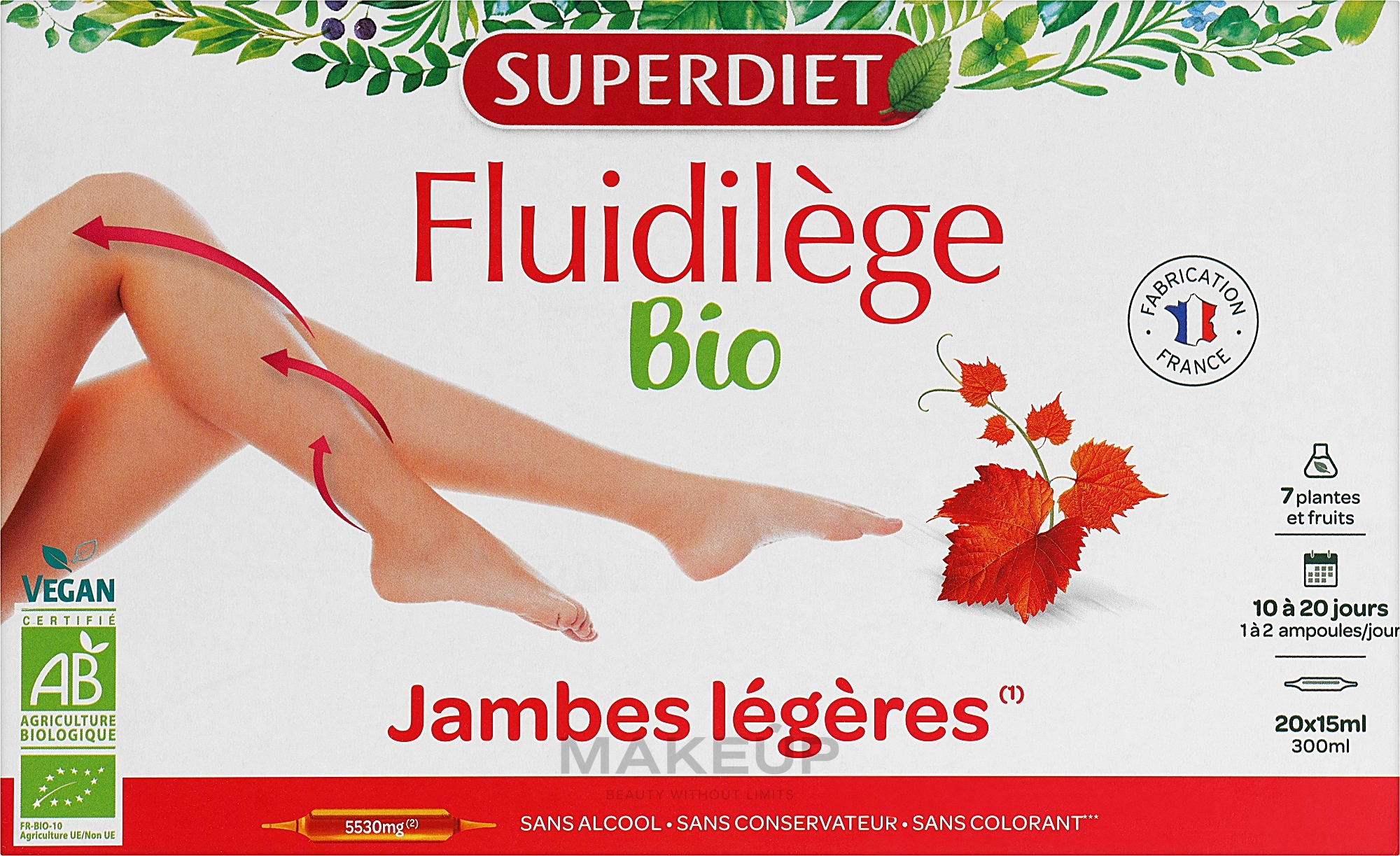 Suplement diety - Superdiet Organic Fluidilège Light Legs  — Zdjęcie 20 x 15 ml