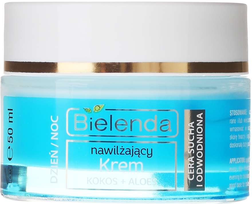 Nawilżający krem do cery odwodnionej i suchej Kokos i aloes - Bielenda Hydra Care — Zdjęcie N2