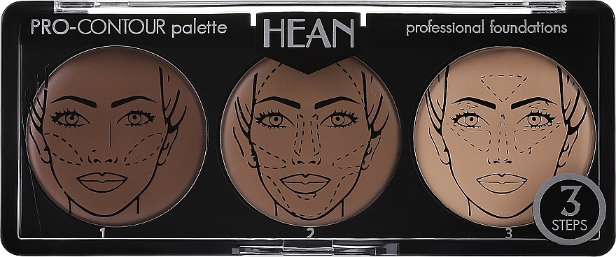 Paletka do konturowania twarzy 3 kolory - Hean Pro-Countour Palette — Zdjęcie N2
