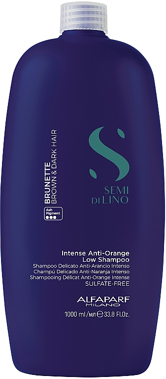 Szampon redukujący pomarańczowe odcienie do włosów brązowych - AlfaParf Milano Semi Di Lino Brunette Intense Anti-Orange Low Shampoo — Zdjęcie N1