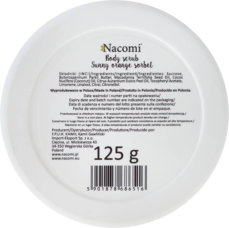 Cukrowy peeling do ciała Pomarańczowy sorbet - Nacomi — Zdjęcie N2