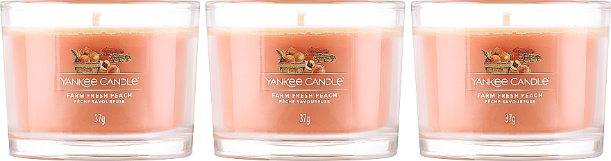 Zestaw - Yankee Candle Farm Fresh Peach (candle/3x37g) — Zdjęcie N2