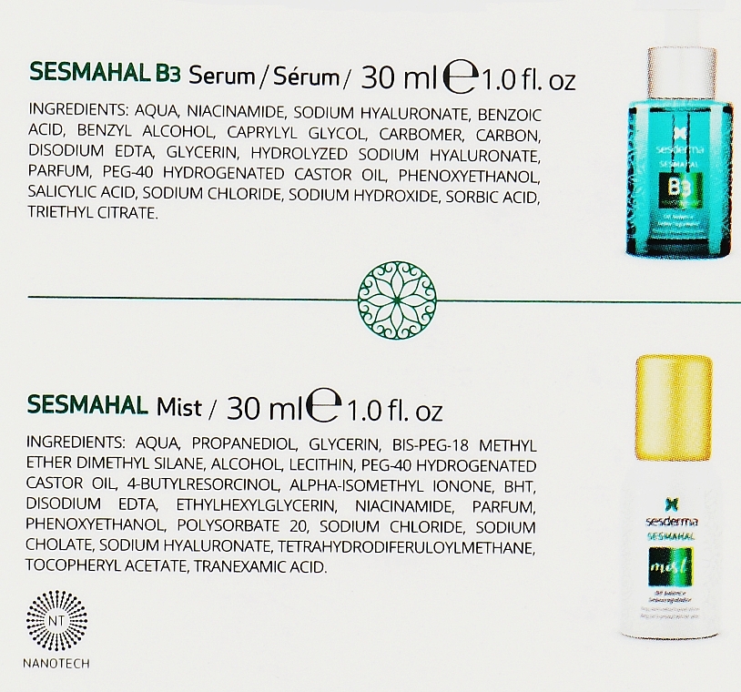 Zestaw - SesDerma Laboratories Sesmahal B3 Two-phase System (serum/30ml + mist/30ml) — Zdjęcie N3