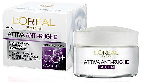 Krem do twarzy o działaniu przeciwstarzeniowym - L'Oreal Paris Age Expert 55+ Calcium Day & Night Cream — Zdjęcie N1
