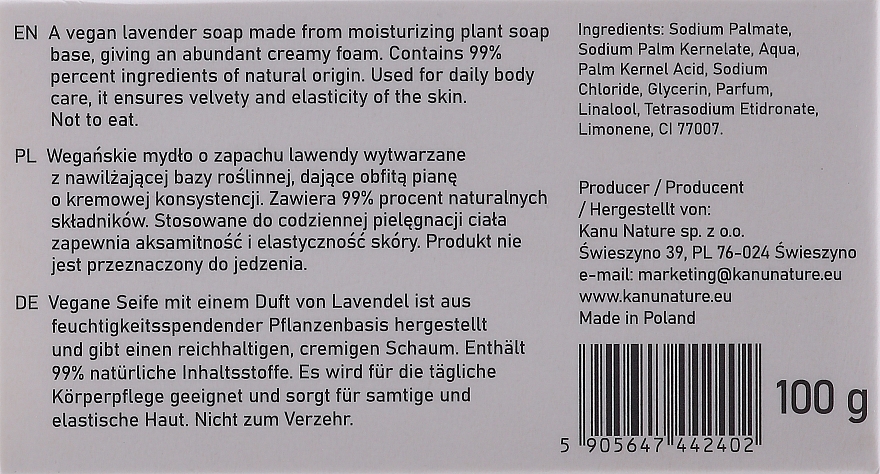 Mydło w kostce do rąk i ciała Lawenda - Kanu Nature Soap Bar Lavender — Zdjęcie N2