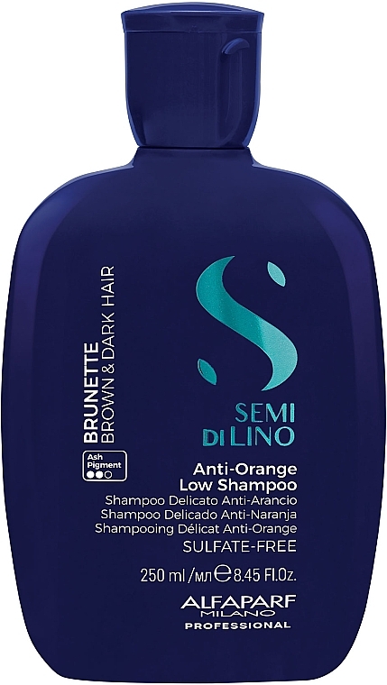Szampon redukujący pomarańczowe odcienie do włosów brązowych - AlfaParf Milano Semi Di Lino Brunette Anti-Orange Low Shampoo