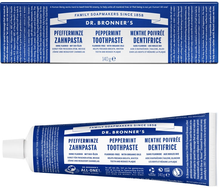 Wybielająca pasta do zębów bez fluoru Mięta - Dr Bronner’s Peppermint Tootpaste — Zdjęcie N2