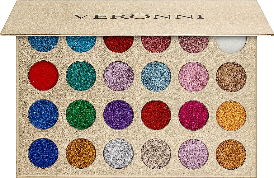 Profesjonalna paleta cieni do powiek z brokatem 24 kolory - Veronni — Zdjęcie N2