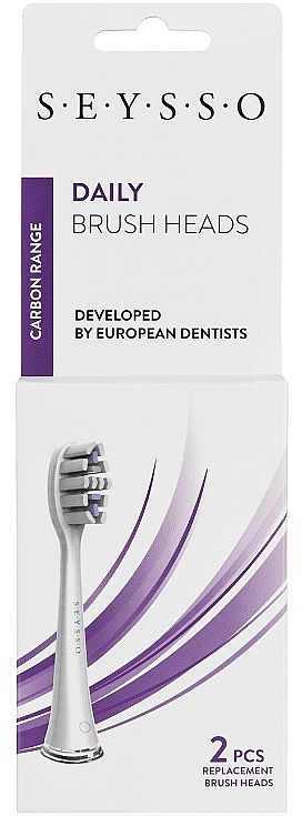 Wymienna główka szczoteczki do zębów, 2 szt. - SEYSSO Carbon Daily Brush Heads White — Zdjęcie N2
