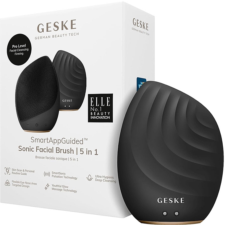 Soniczna szczoteczka do twarzy, czarna - Geske Sonic Facial Brush 5 In 1  — Zdjęcie N2