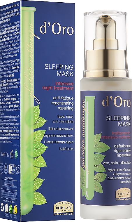 Intensywnie regenerująca maska do twarzy na noc - Helan D'oro Sleeping Mask — Zdjęcie N2