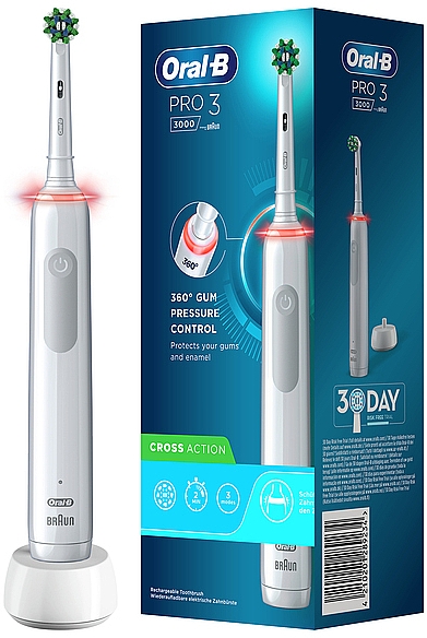 Elektryczna szczoteczka do zębów, biała - Oral-B Pro 3 3000 Pure Clean Toothbrush — Zdjęcie N1