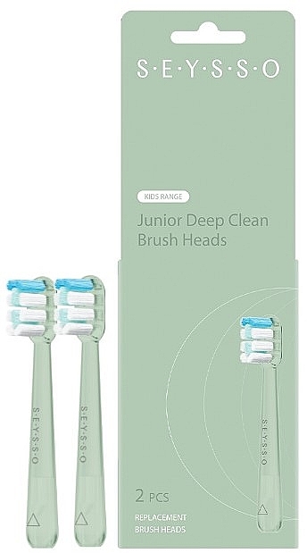 Główki do szczoteczek elektrycznych, 2 szt. - Seysso Junior Deep Clean Brush Heads Green — Zdjęcie N1