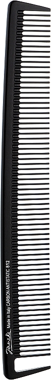 Węglowy grzebień do włosów z dzielonymi zębami, 22 cm, czarny - Janeke 812 Carbon Comb Antistatic — Zdjęcie N1