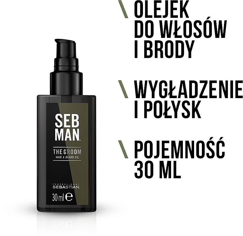 Olej do pielęgnacji włosów i brody - Sebastian Professional SEB MAN The Groom Hair & Beard Oil — Zdjęcie N2