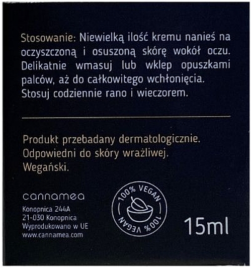 PRZECENA! Krem pod oczy z olejem konopnym i CBD - Cannamea * — Zdjęcie N3