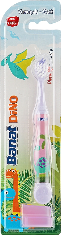 Szczoteczka do zębów dla dzieci, fioletowa, miękka - Banat Dino Toothbrush
