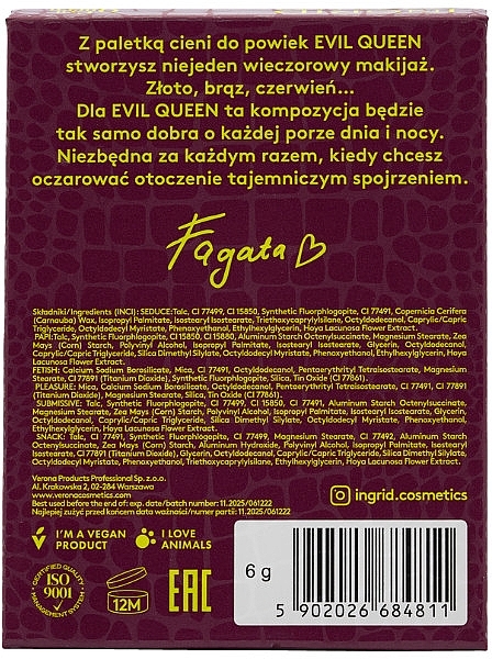 Paleta cieni do powiek - Ingrid Cosmetics x Fagata Evil Queen Eyeshadow Palette — Zdjęcie N3