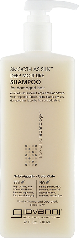 Szampon nawilżający do włosów suchych i zniszczonych - Giovanni Smooth as Silk Deep Moisture Shampoo — Zdjęcie N2