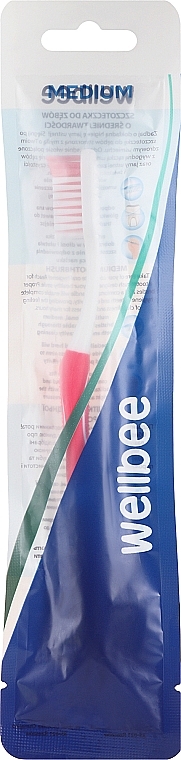 Szczoteczka do zębów, średnio twarda, różowo-biała - Wellbee — Zdjęcie N1