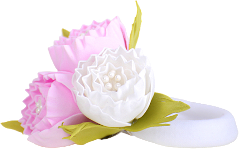 Gumka do włosów Różowo-białe kwiaty - Katya Snezhkova — Zdjęcie N2