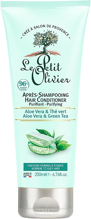 Oczyszczająca odżywka do włosów normalnych i tłustych Aloes i zielona herbata - Le Petit Olivier Aloe Vera & Green Tea Hair Conditioner — Zdjęcie N1
