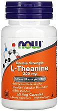 Suplement diety Teina, 200 mg - Now Foods L-Theanine Double Strength Veg Capsules — Zdjęcie N1