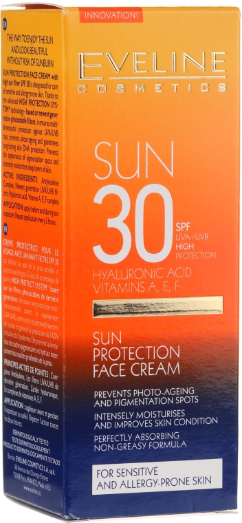 Przeciwsłoneczny krem do twarzy - Eveline Cosmetics Sun Protection Face Cream SPF 30 — Zdjęcie N1