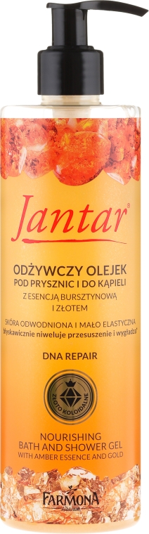 Odżywczy olejek pod prysznic i do kąpieli z esencją bursztynową i złotem - Farmona Jantar DNA Repair — Zdjęcie N1